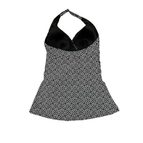 L.L. Bean Women’s Mono Halter Black White Swim Wear Dress SZ 16 - Picture 2 of 6